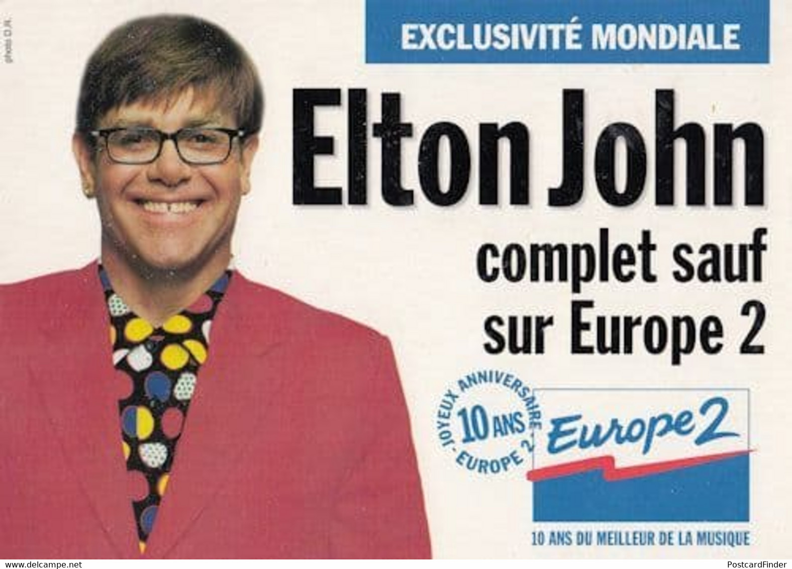 Elton John On Europe French Radio Advertising Postcard - Non Classés