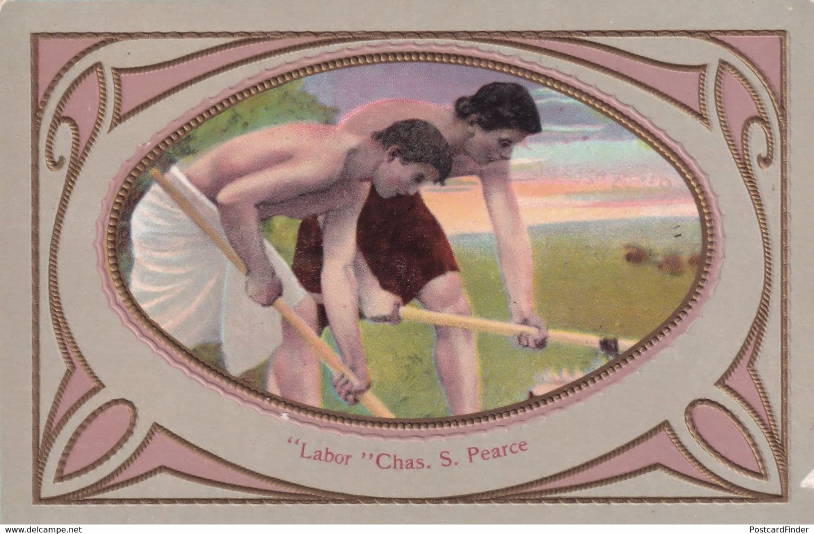 Labor Chas S Pearce Men Rowing Boat In Towel Skirts Roman Postcard - Non Classés