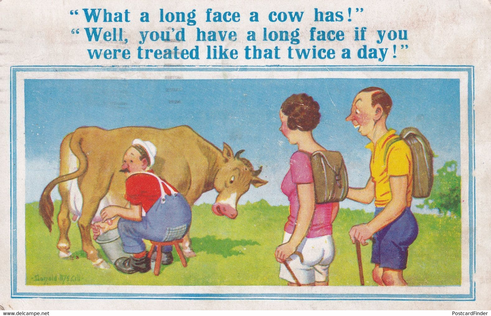 Transvestite Milking A Cow Comic Farming Postcard - Non Classés
