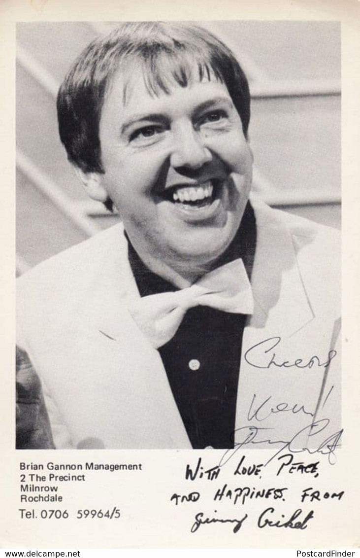 Jimmy Cricket Vintage Management Double Hand Signed Cast Card Photo - Cricket