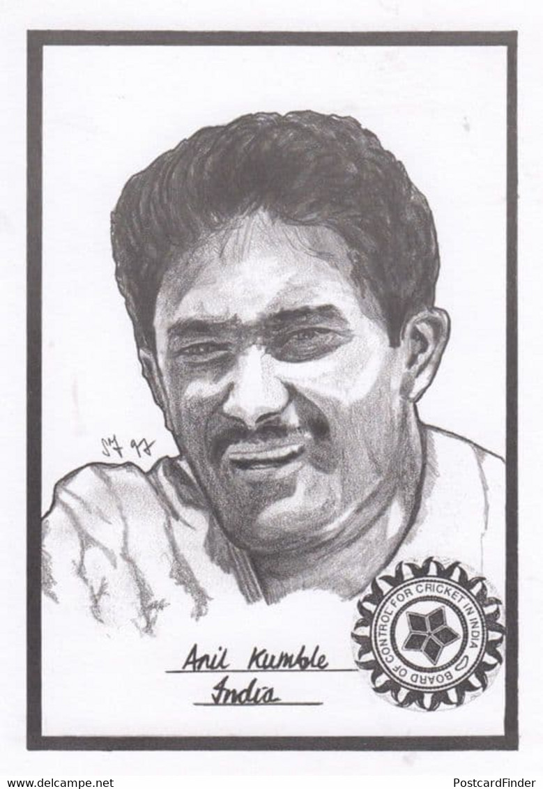 Anil Kumble Indian Cricket Artist Drawing Limited Edn Of 500 Postcard - Cricket