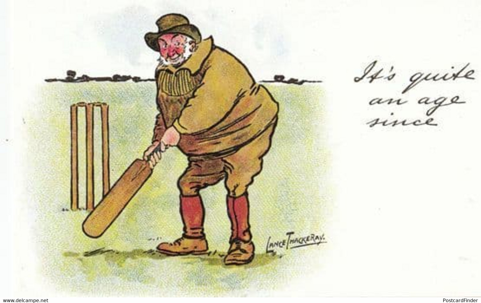 Lance Thackeray Its Quite An Age Since 1970s Cricket Comic Humour Postcard - Cricket