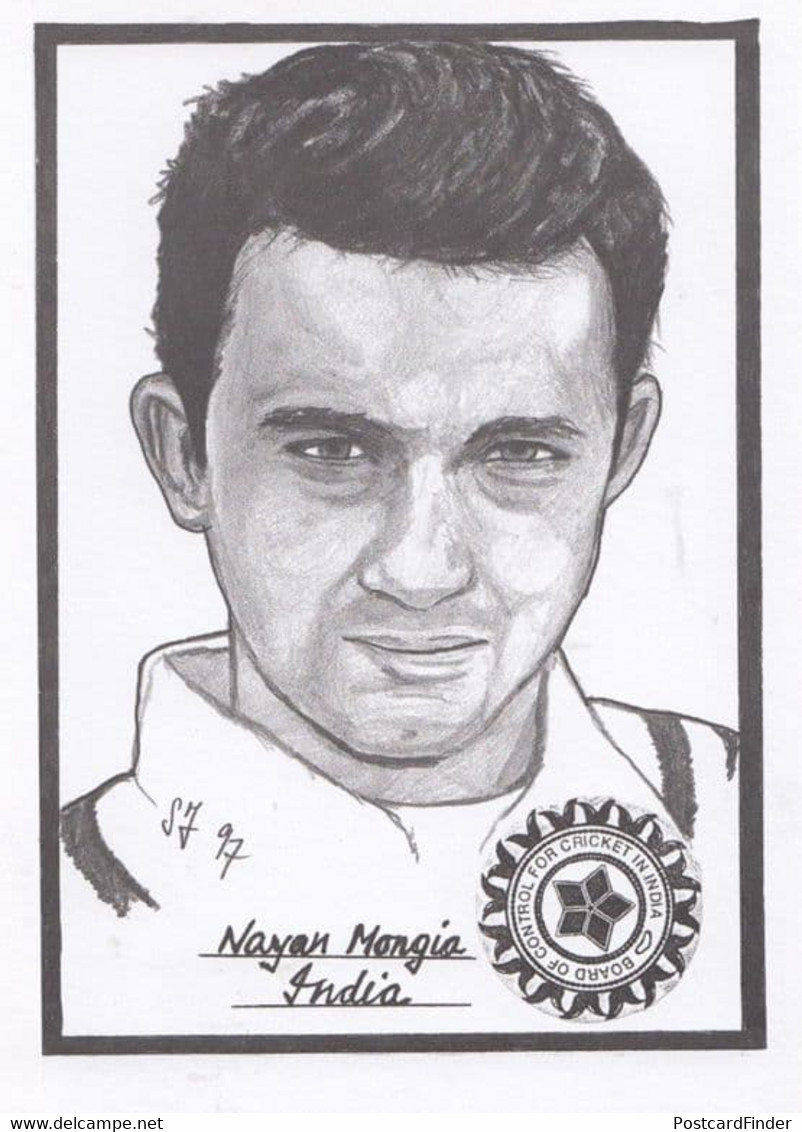 Nayan Mongia Cricket Artist Drawing Limited Edn Of 500 Postcard - Cricket