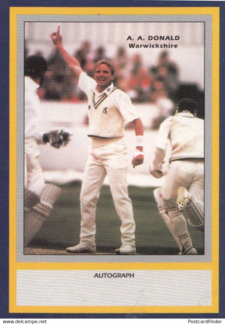 AA Donald Warwickshire Limited Edition Vintage Cricket Trading Photo Card - Cricket