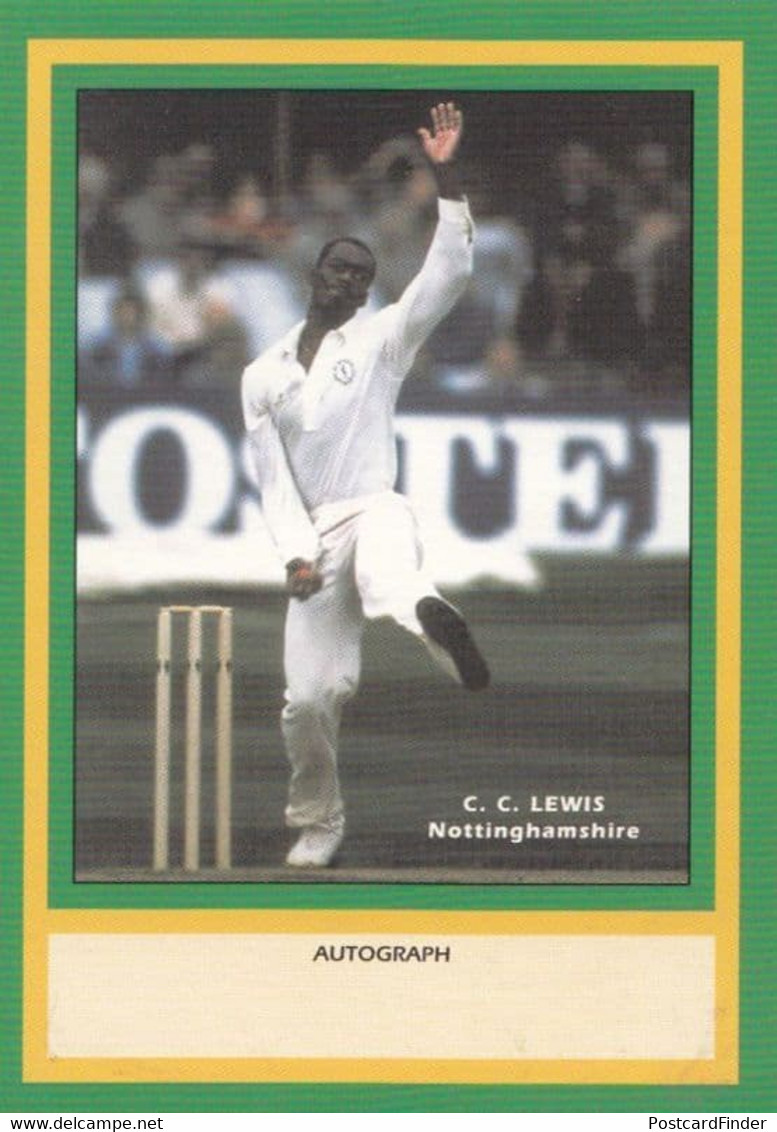 CC Lewis Nottinghamshire Limited Edition Vintage Cricket Trading Photo Card - Cricket