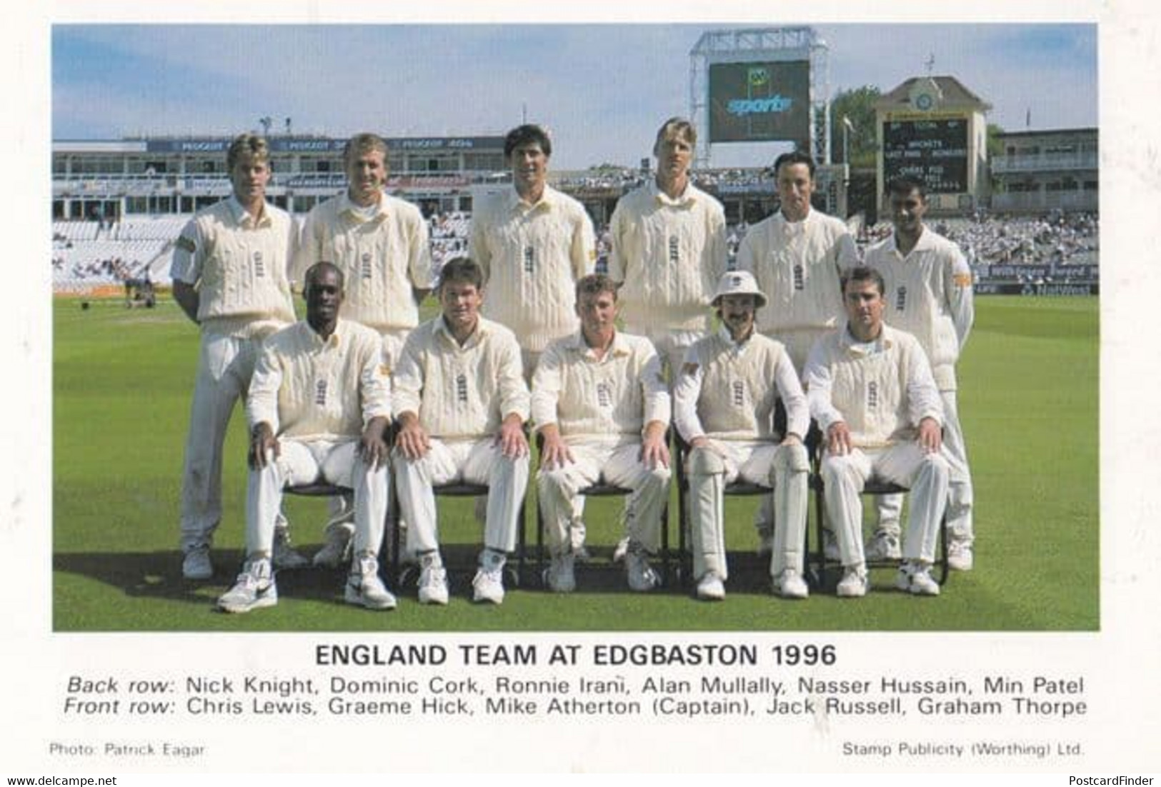 England Team At Edgbaston 1996 International Cricket Postcard - Cricket