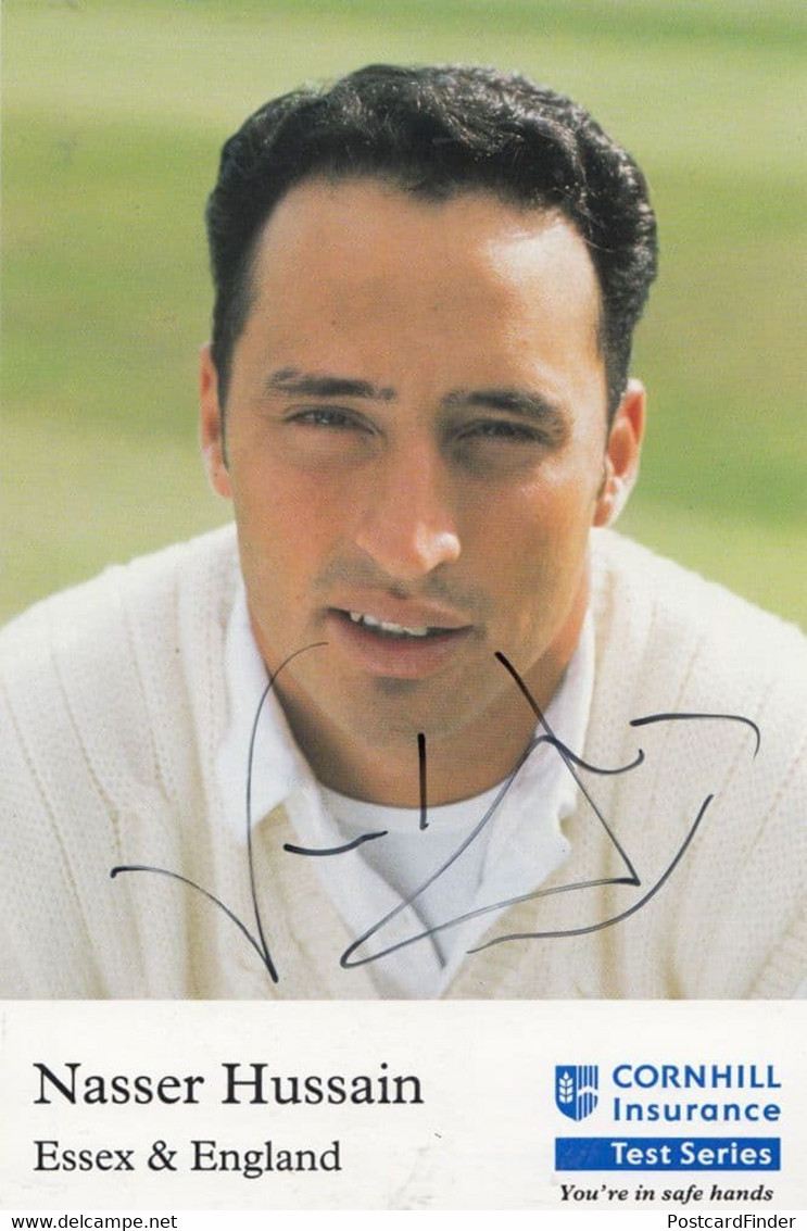 Nasser Hussain Essex Cricket Club Cornhill Insurance Hand Signed Card Photo - Cricket