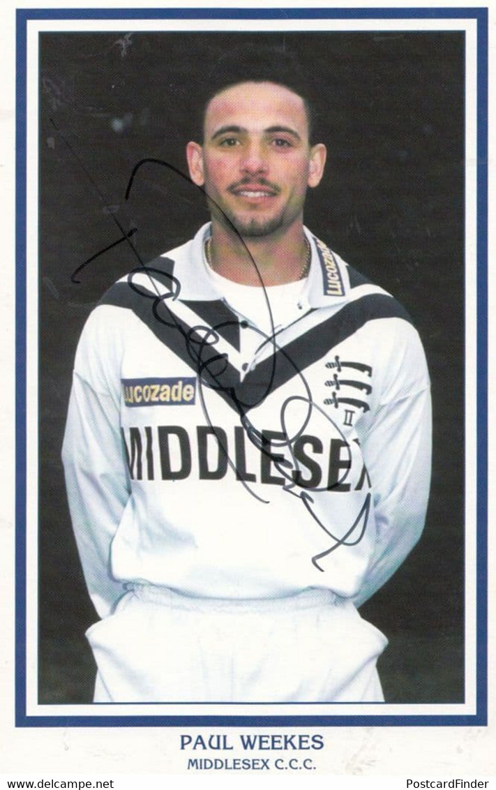 Paul Weekes Middlesex Cricketer Cricket Hand Signed Card Photo - Cricket