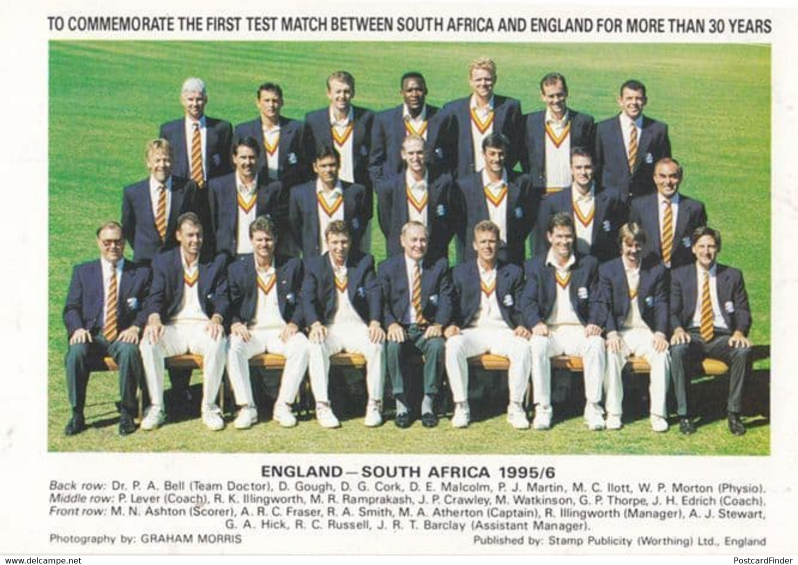 England Vs South Africa 1995 1st Match Celebration Cricket Souvenir Postcard - Cricket