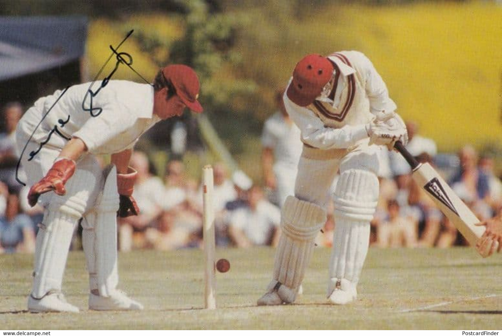 George Sharp Northampton Cricketer Cricket Hand NOT OUT 1980 Signed Card Photo - Cricket