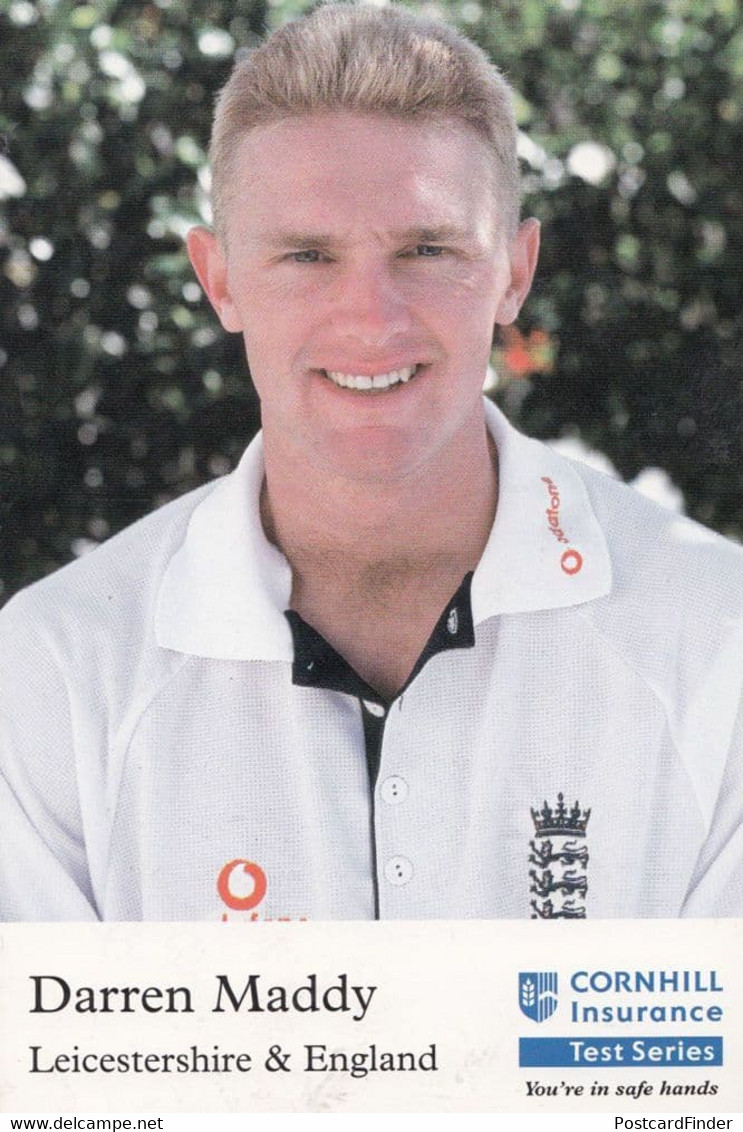 Darren Maddy Leicestershire Cricketer Cricket Cornhill Insurance Card Photo - Críquet