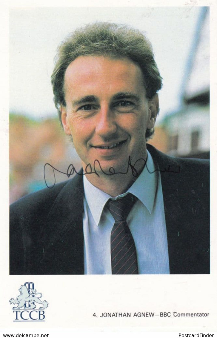 Jonathan Agnew BBC Cricket Sports Commentator Hand Signed Card Photo - Críquet