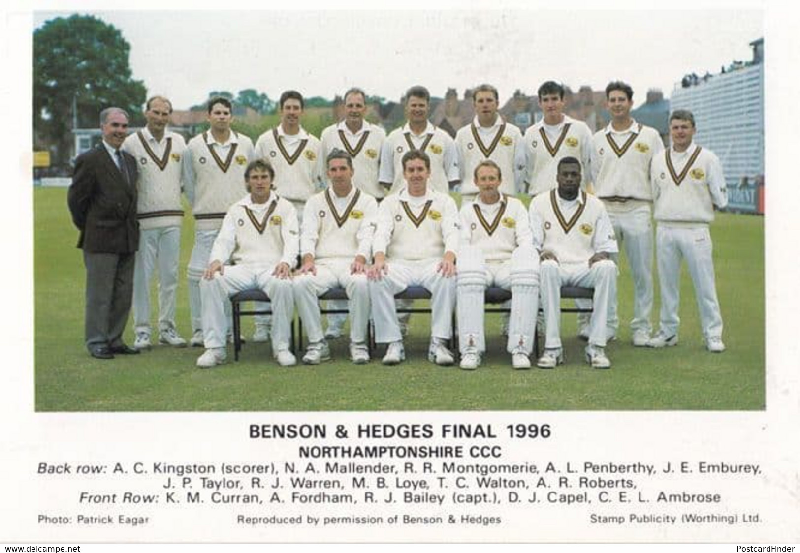 Northamptonshire Benson & Hedges Final 1996 Cricket Souvenir Postcard - Cricket