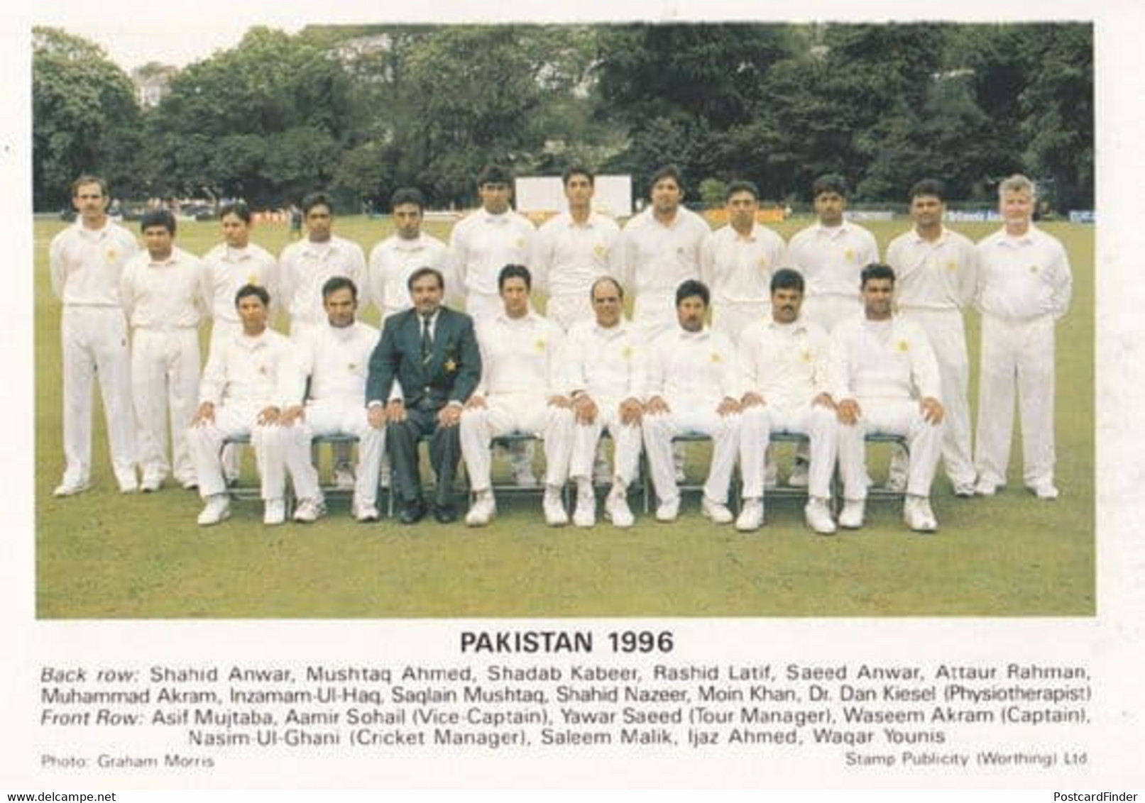 Pakistan 1996 Aamir Sohail Asif Majtaba International Team Cricket Postcard - Cricket