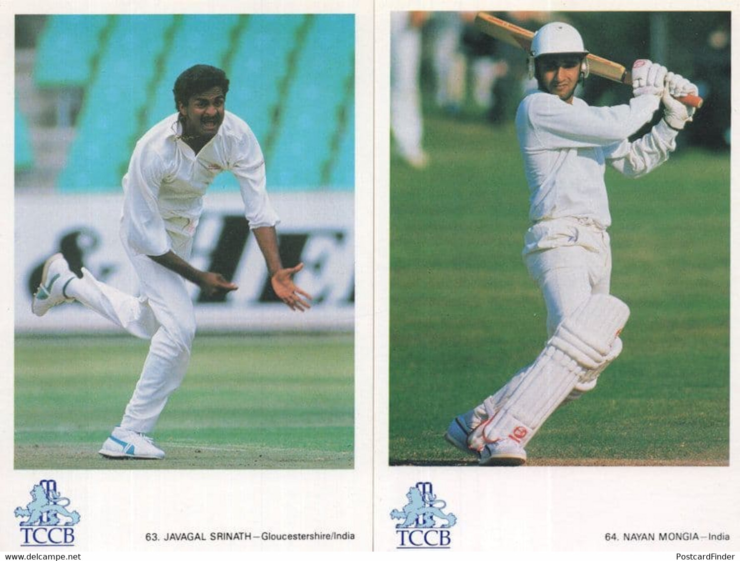 Javagal Srinath Nayan Mongia 2x India TEEC Cricket Postcard S - Cricket