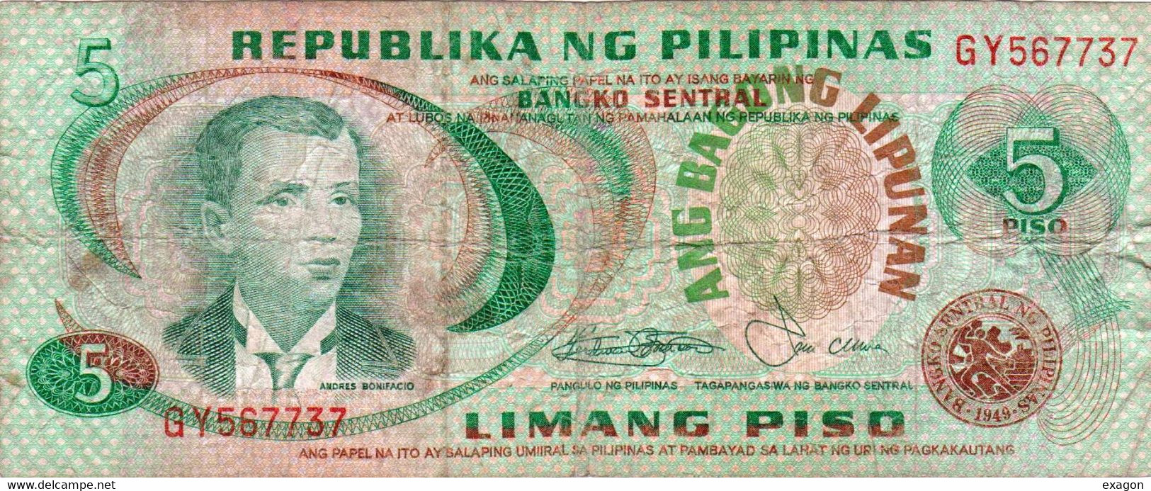 Banconota  Da  5 PESO   LIMANG PISO   (Anno Imprecisato) - Philippines