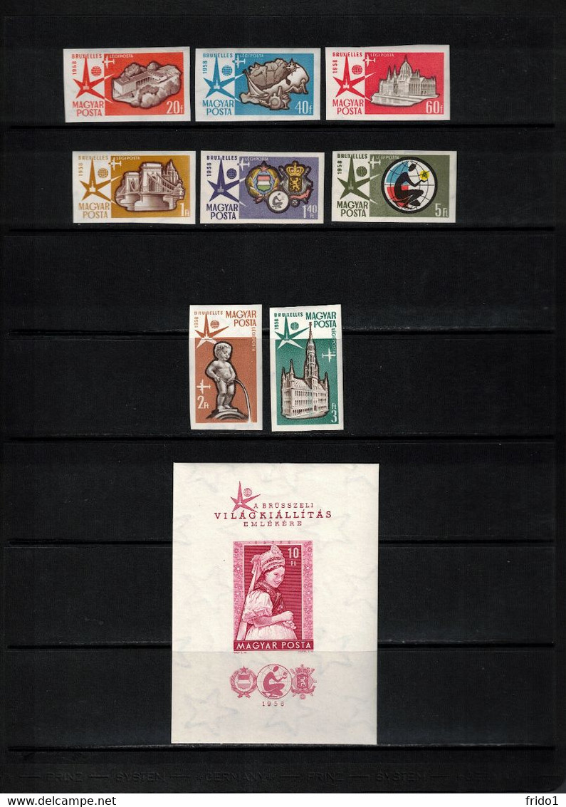 Hungary 1958 Universal And International Exhibition Brussels / Bruxelles Imperforated Set + Bloch Postfrisch / MNH - 1958 – Bruxelles (Belgique)