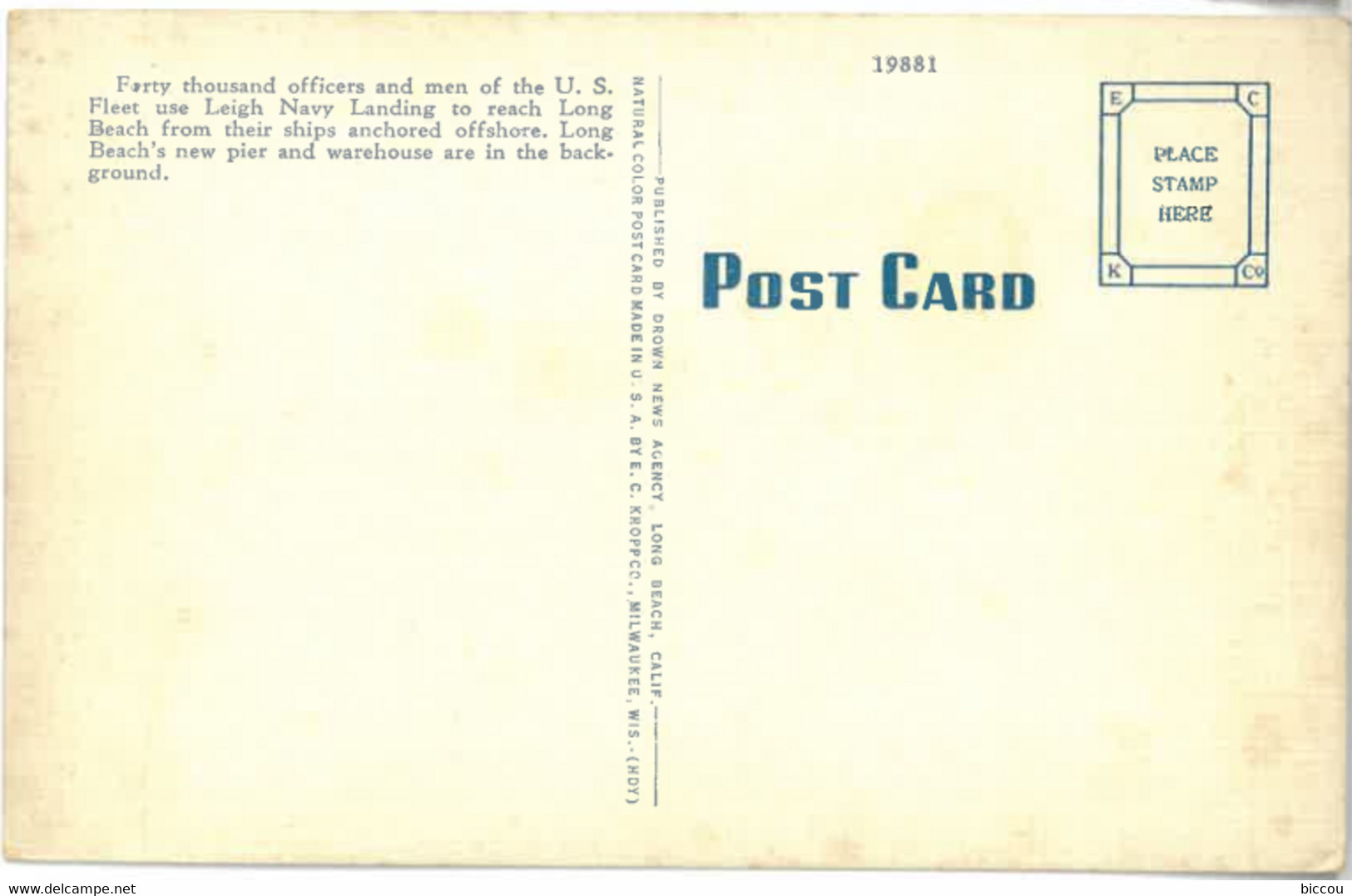 Cp Post Card U.S. Navy Landing, LONG BEACH, California - 14 - Long Beach