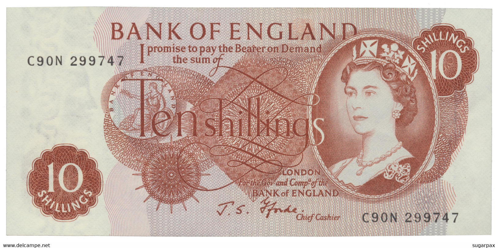 Great Britain - 10 Shillings - ND ( 1966 - 1970 ) - Pick 373.c - Serie C 90 N - England, United Kingdom - 10 Shillings