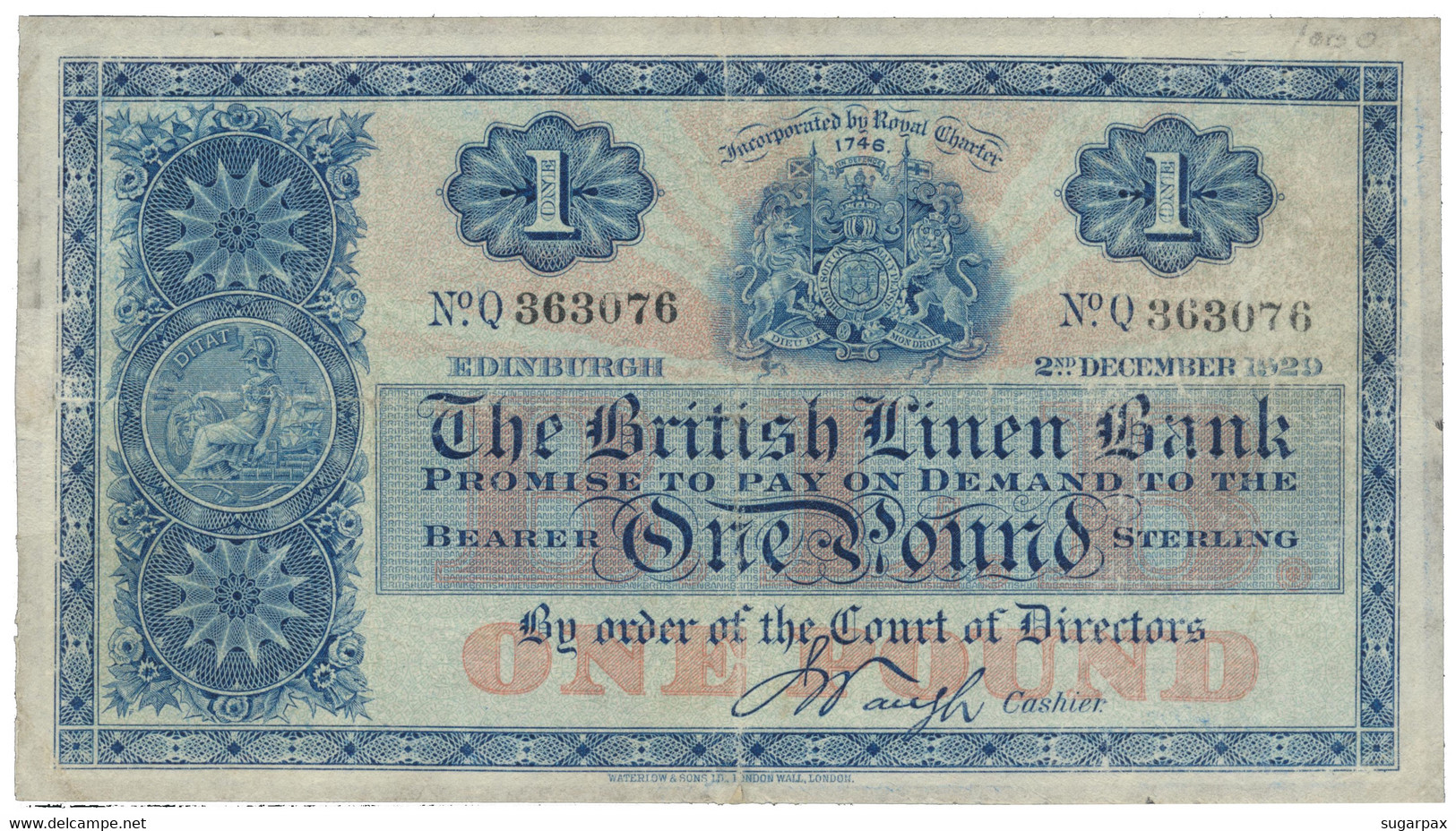 Scotland - 1 Pound - 2.12.1929 - Pick 156 - Serie Q - United Kingdom - 1 Pound