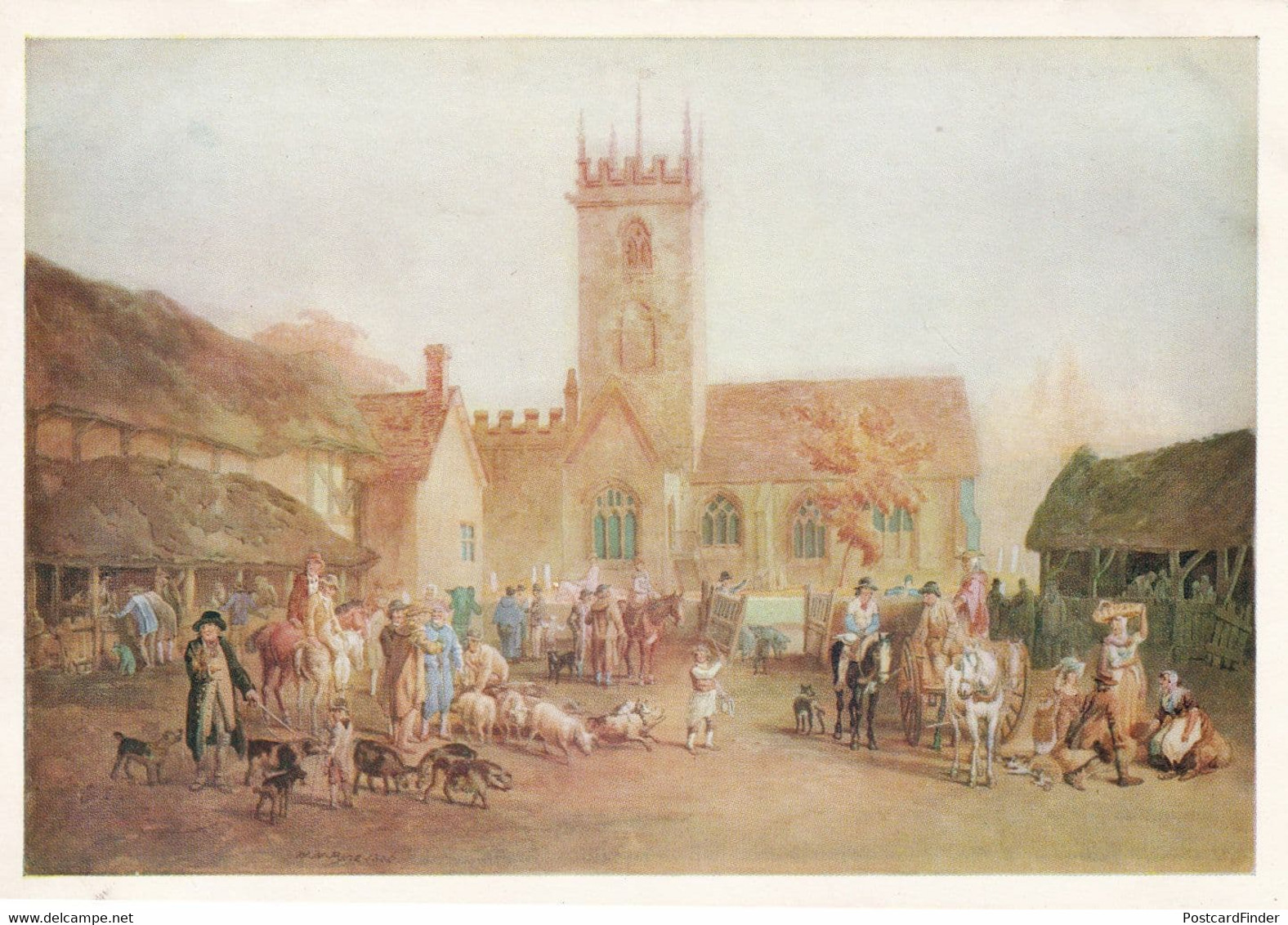 Farmers Pig Market Bedford William Pyne Painting Postcard - Andere & Zonder Classificatie