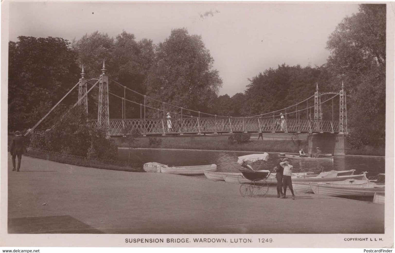Deserted Pram At Wardown Suspension Bridge WW1 Luton Postcard - Other & Unclassified