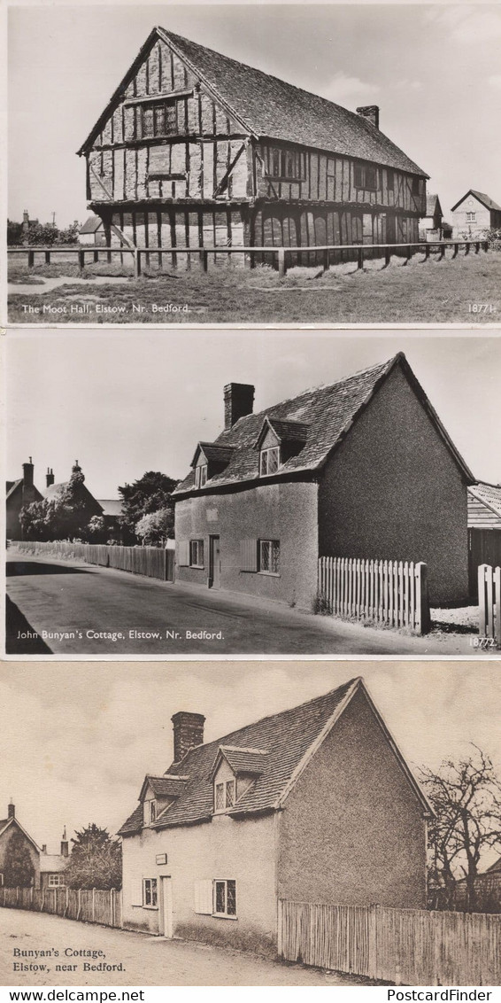 Bunyans Cottage Elstow Moot Hall Bedford 3x Mint Old Postcard S - Andere & Zonder Classificatie