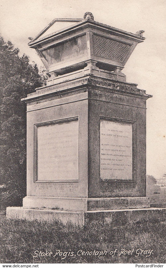 Poet Gray Cenotaph Stoke Pogis Bucks Postcard - Buckinghamshire