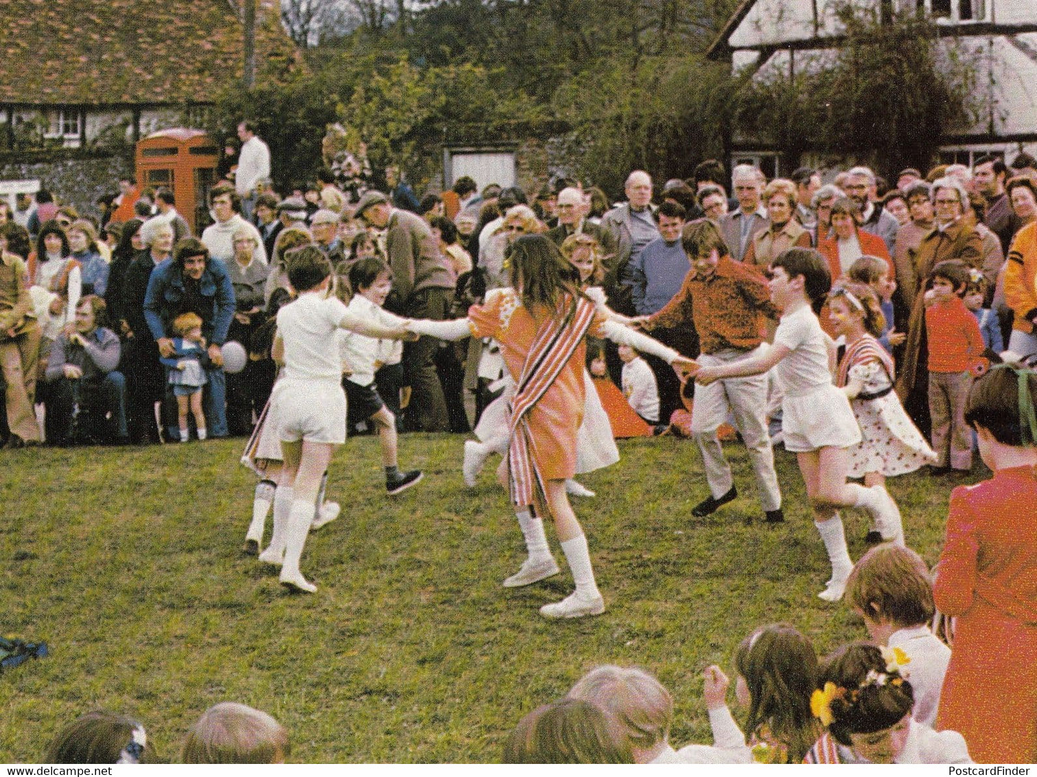 Turville May Day Children Morris Dancing Buckinghamshire Rare Postcard - Buckinghamshire