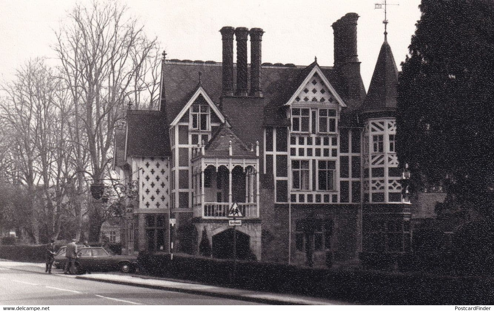 Waddesdon Bucks School Sign Real Photo Postcard - Buckinghamshire