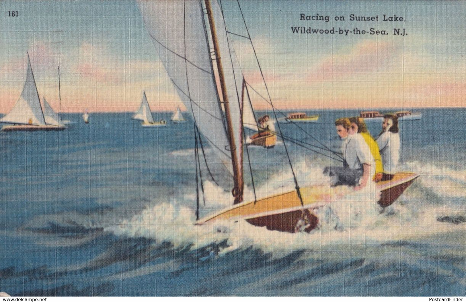 Wildwood By The Sea Sailing USA Boat New Jersey WW2 Postcard - Other & Unclassified