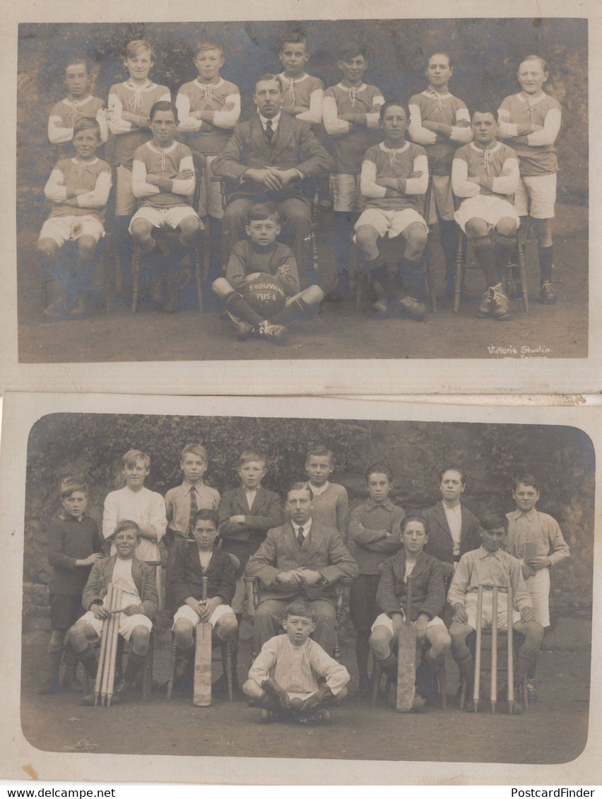Grouville Jersey Channel Islands School Football Cricket Team 2x Postcard S - Other & Unclassified