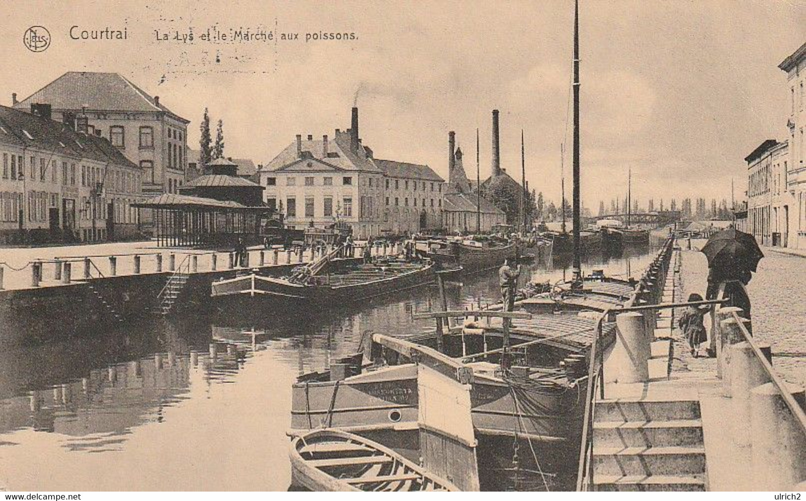 AK Courtrai - La Lys Et Le Marché Aux Poissons - Feldpost Feld-Lazarett No. 9 - 1915  (60911) - Kortrijk