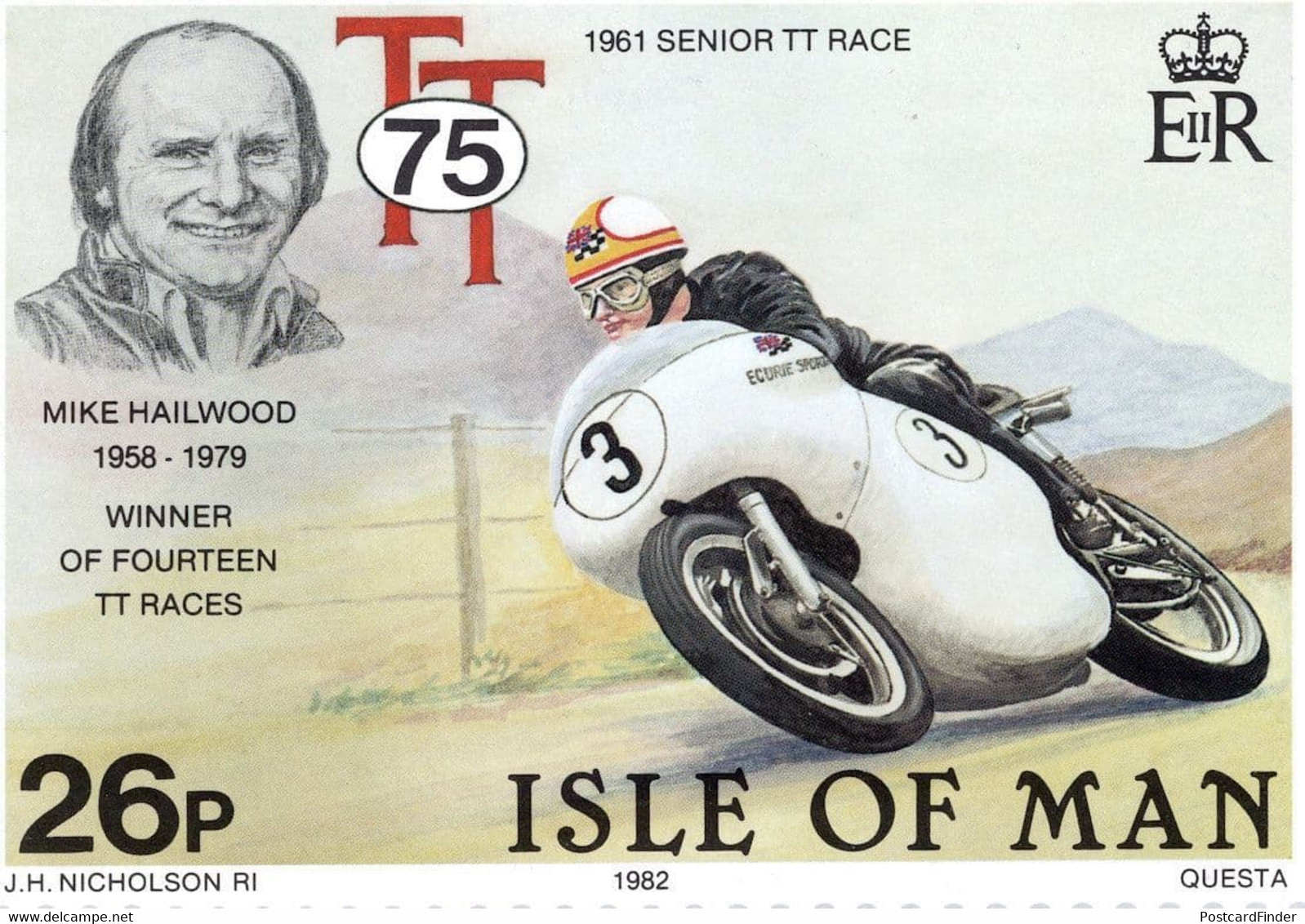 Mike Hailwood Isle Of Man TT Senior Bike Races Racing Postcard - Autres & Non Classés