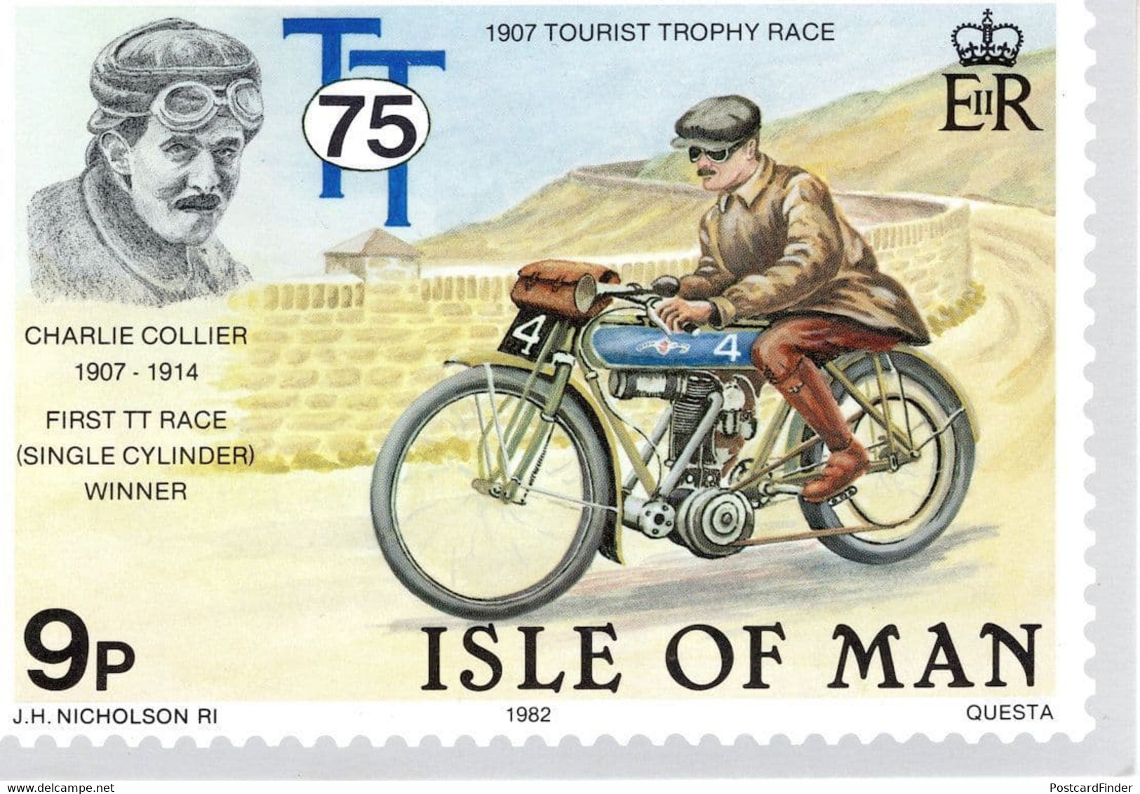 Charles Collier First TT Race Bicycle Bike Races Winner Isle Of Man Postcard - Other & Unclassified