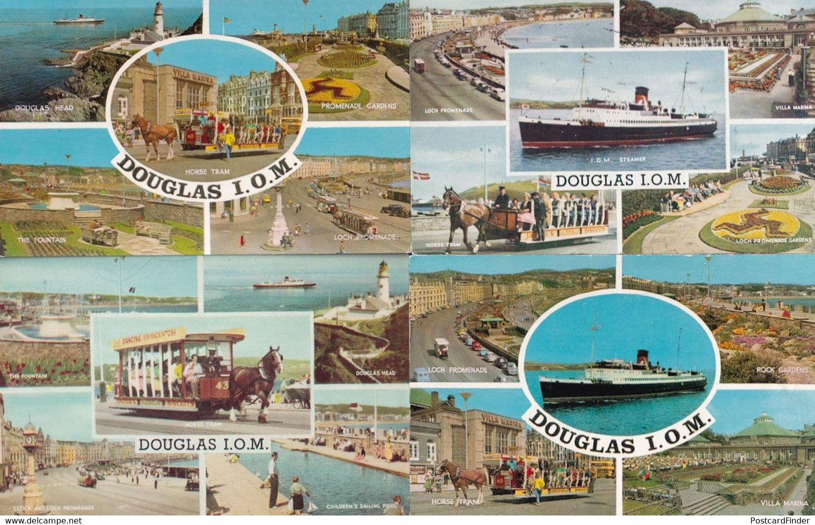 Douglas Isle Of Man 4x 1960s Transport Multi View Postcard S - Otros & Sin Clasificación