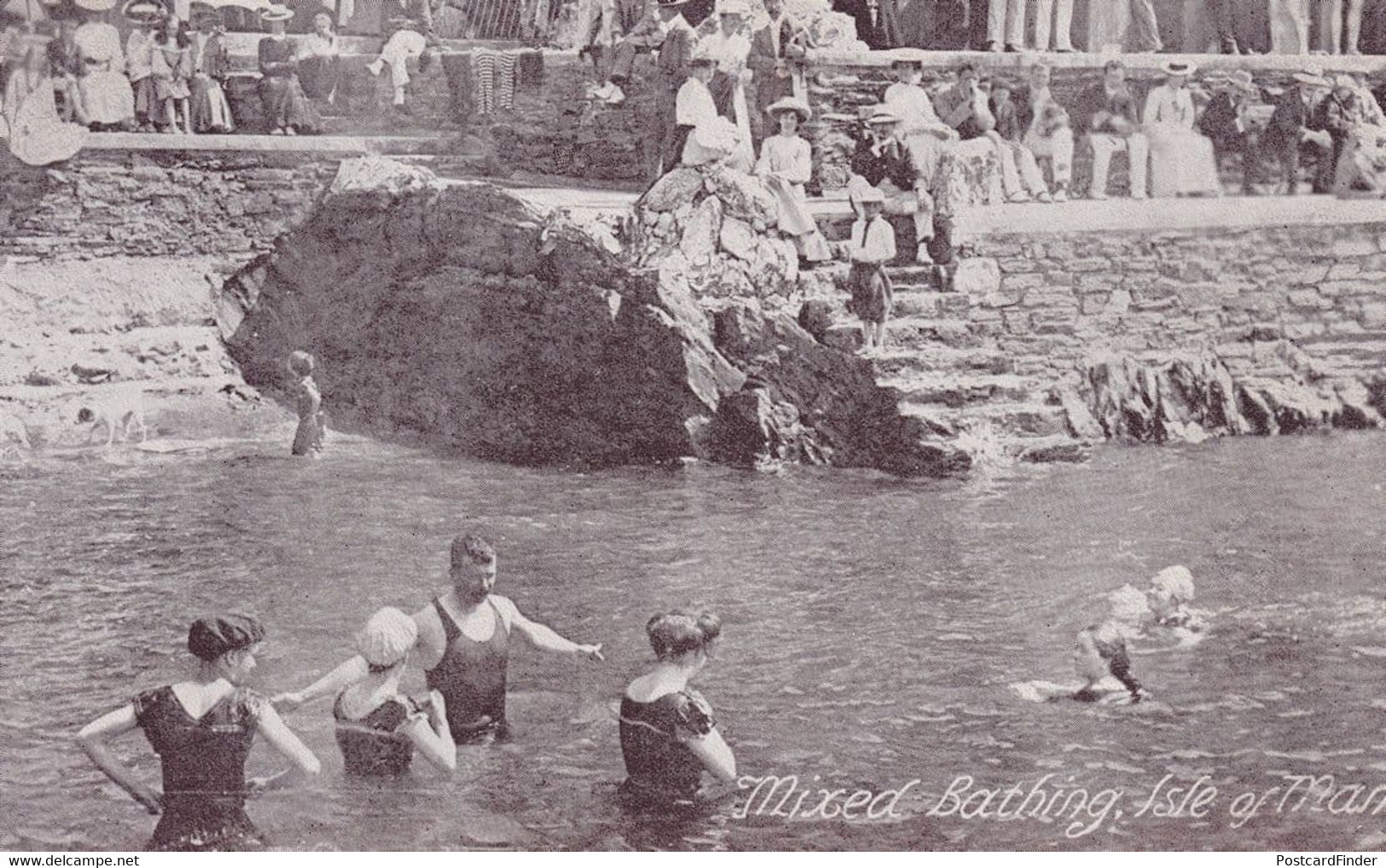 Mixed Bathing Isle Of Man Antique Postcard - Otros & Sin Clasificación