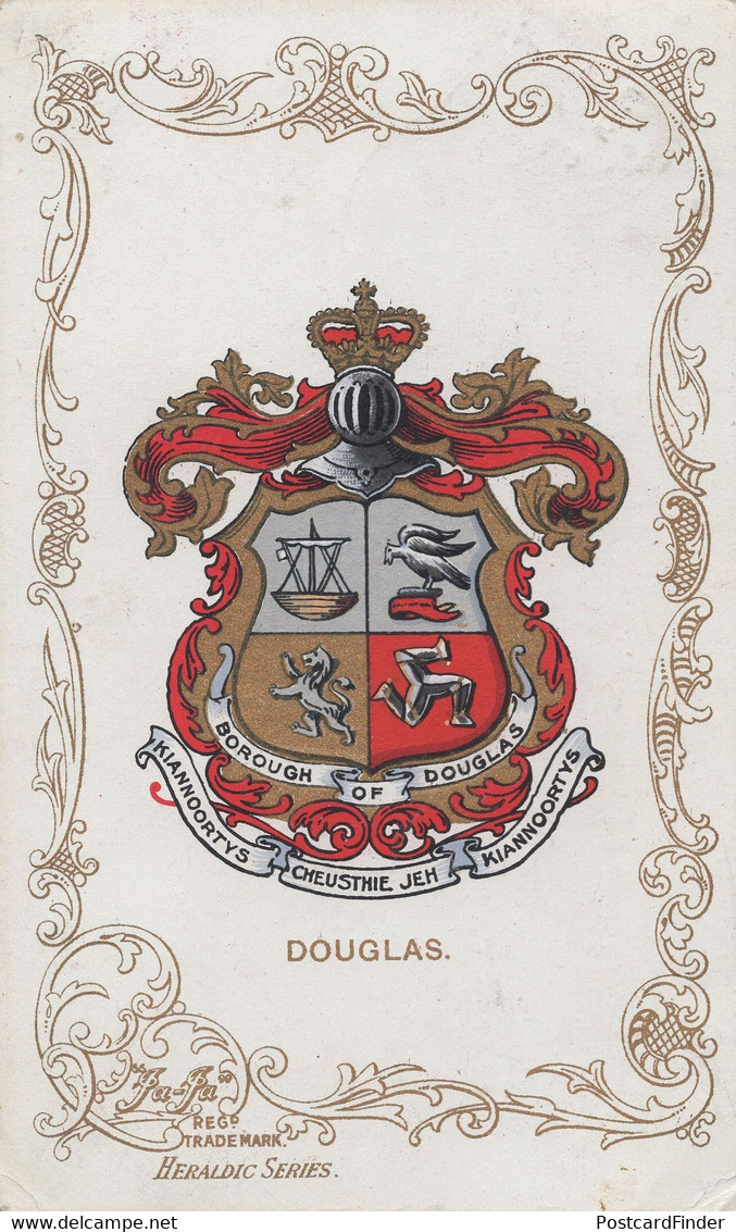 Douglas 1906 Isle Of Man Heraldic Shield Old Postcard - Other & Unclassified