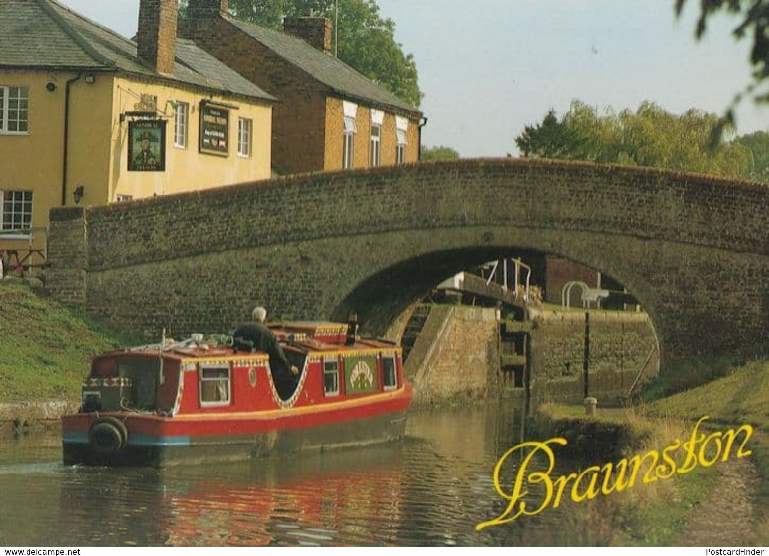 Forester Boat Passing Admiral Nelson Pub Braunston Postcard - Altri & Non Classificati