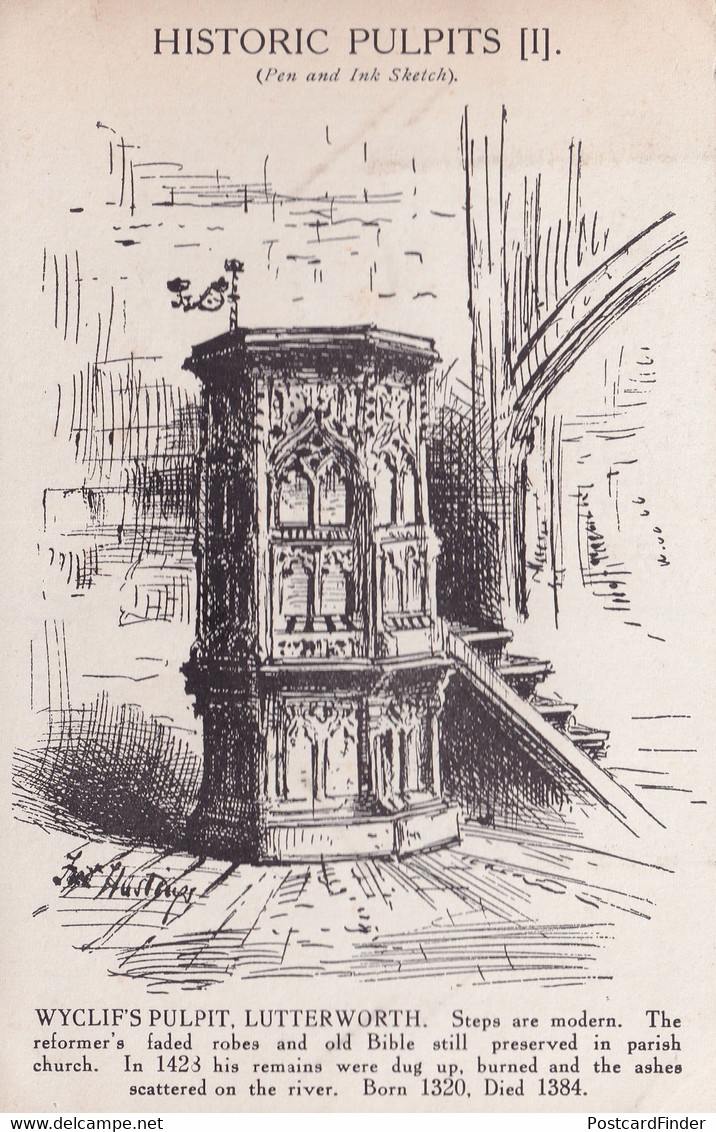 Wyclif's Pulpit Lutterworth Historic Old Postcard - Otros & Sin Clasificación