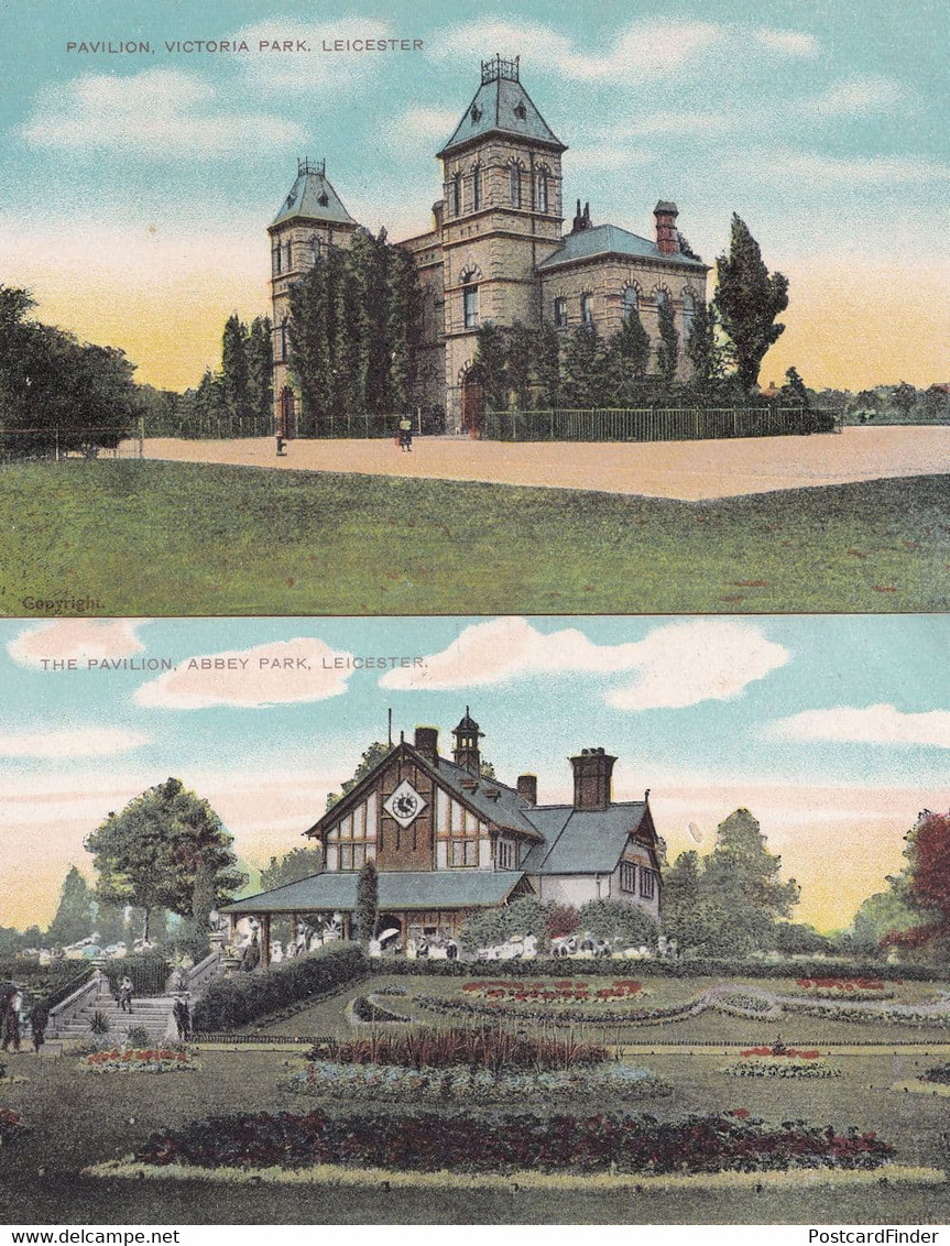 Leicester Victoria & Abbey Park 2x Antique Postcard S - Autres & Non Classés