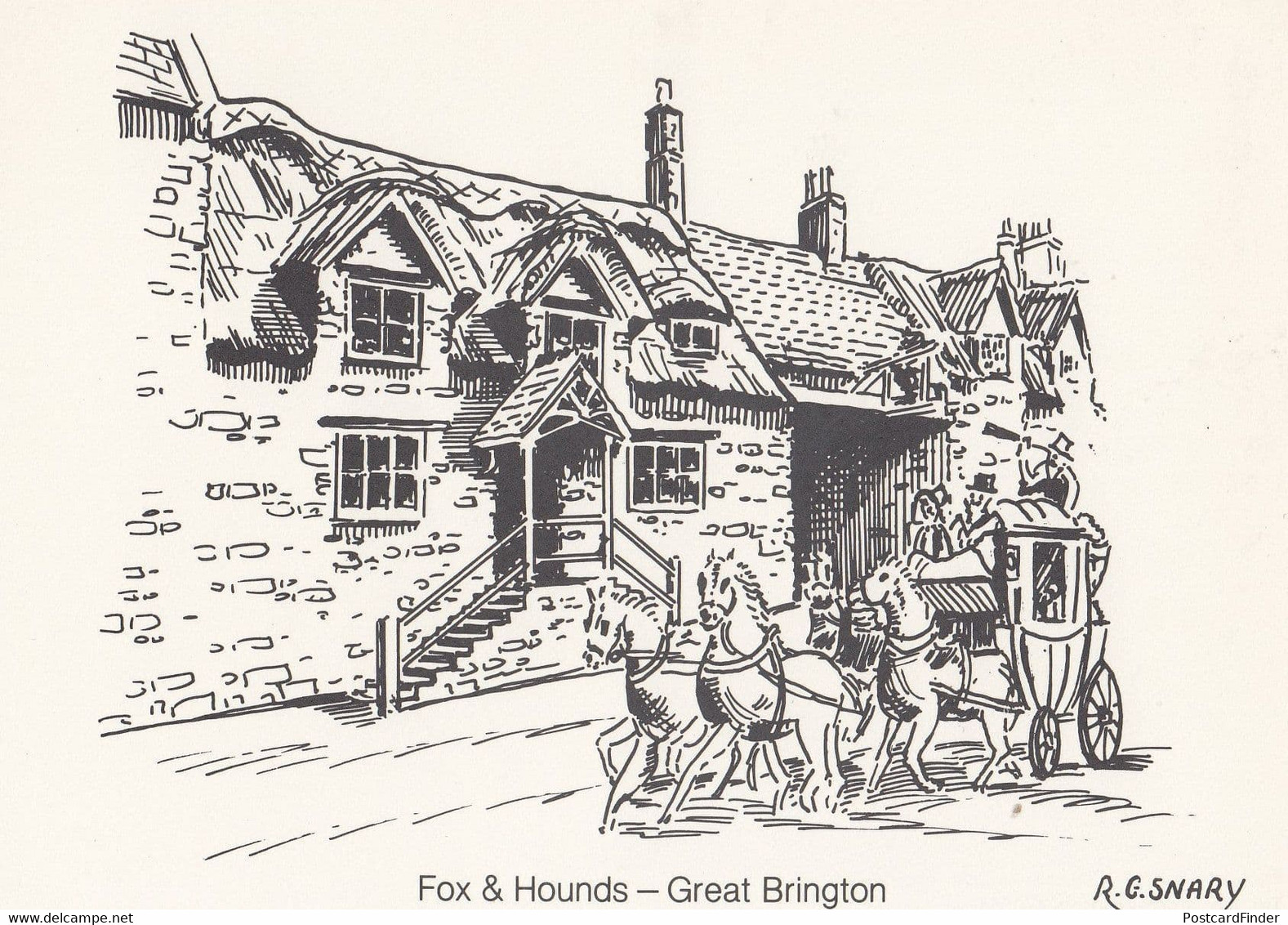Fox & Hounds Great Brington Pub Postal Anniversary Northampton Postcard - Northamptonshire