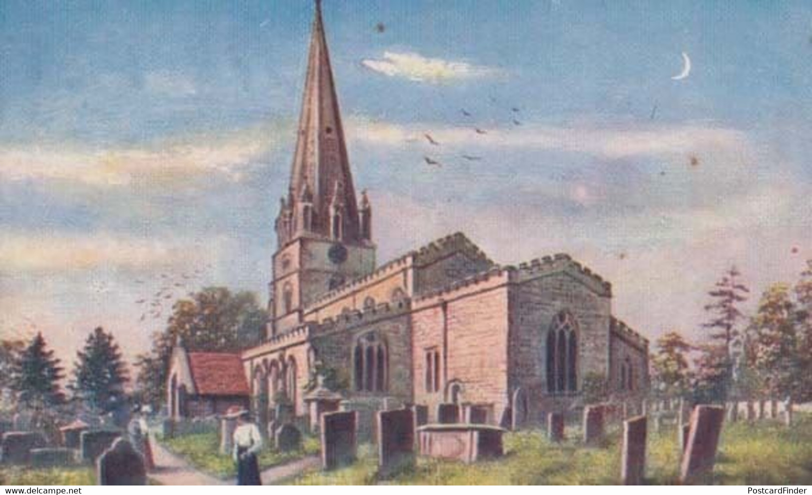 Edwinstowe Church Nottingham King O Northumbria Military Battle Antique Postcard - Other & Unclassified