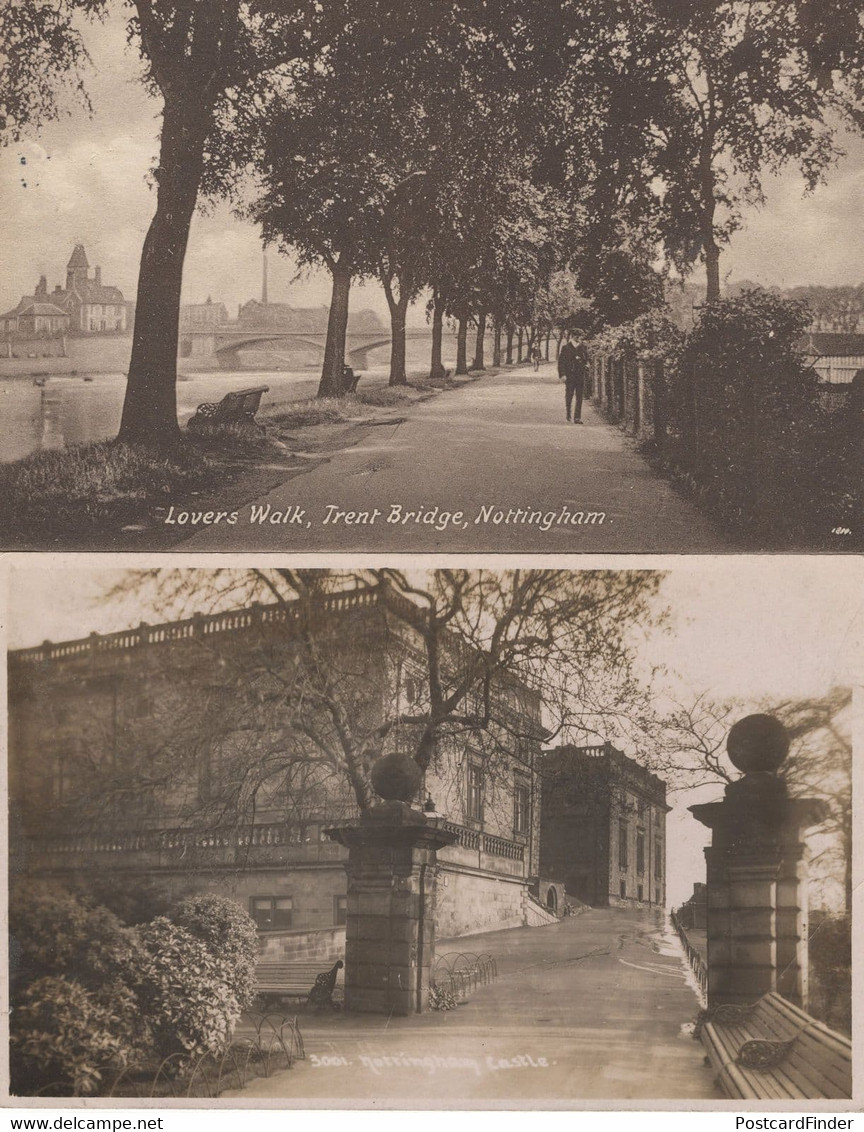 Nottingham Castle Lovers Walk Wilford Church 3x Postcard S - Other & Unclassified