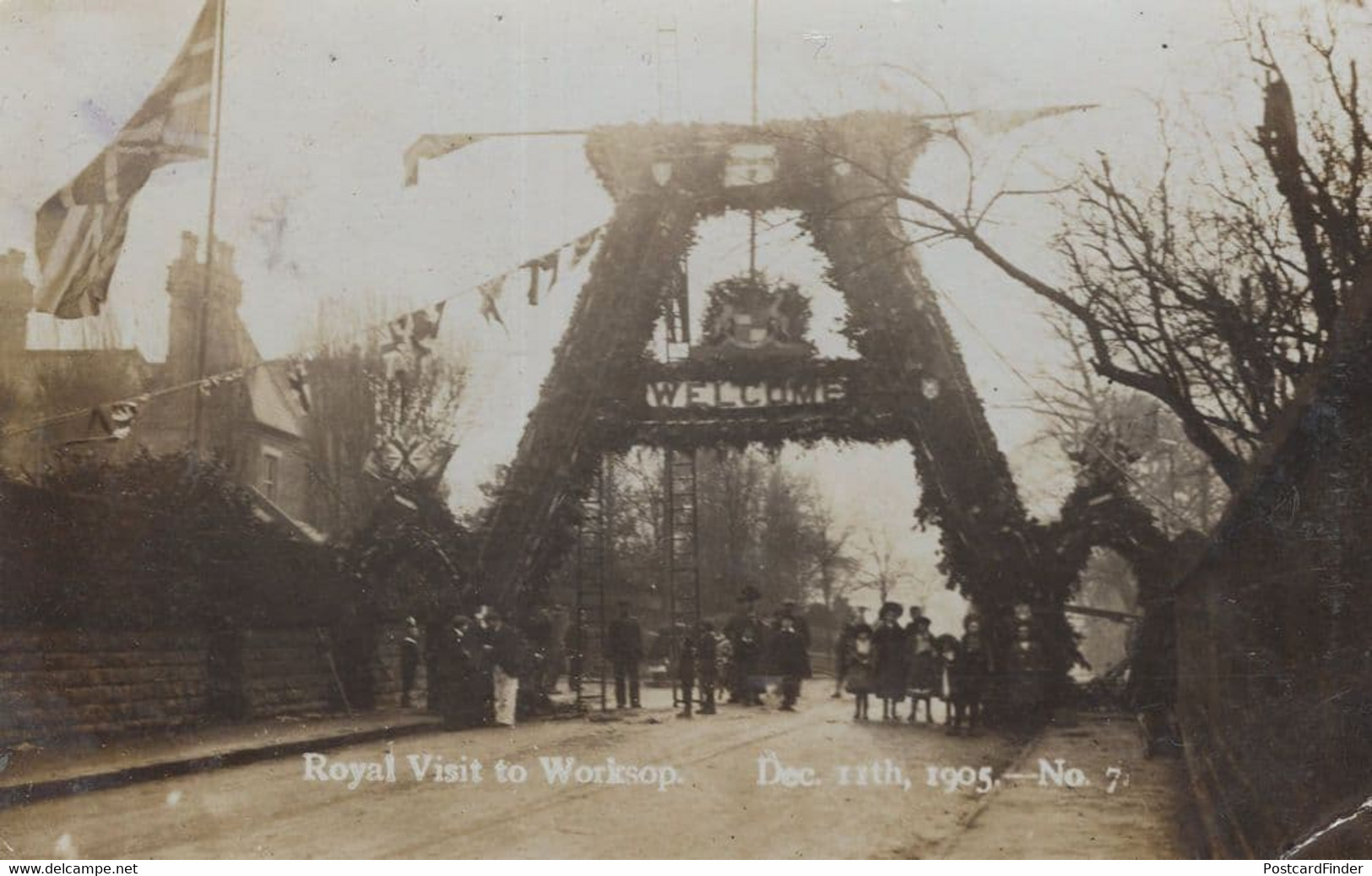 Royal Visit To Worksop Nottingham Union Jack RPC Postcard - Sonstige & Ohne Zuordnung