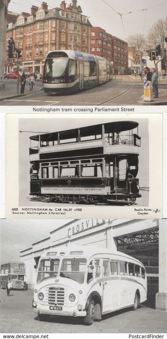 Nottingham Tram Crossing Parliament Street 3x Postcard - Sonstige & Ohne Zuordnung