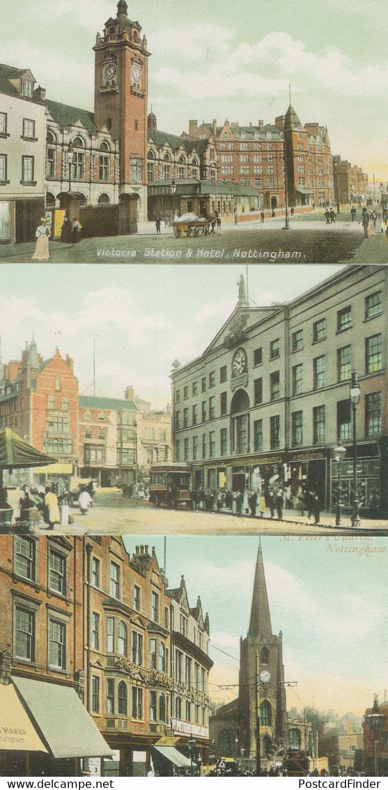 Nottingham Clock 3x Notts Clocks Council Postcard - Other & Unclassified