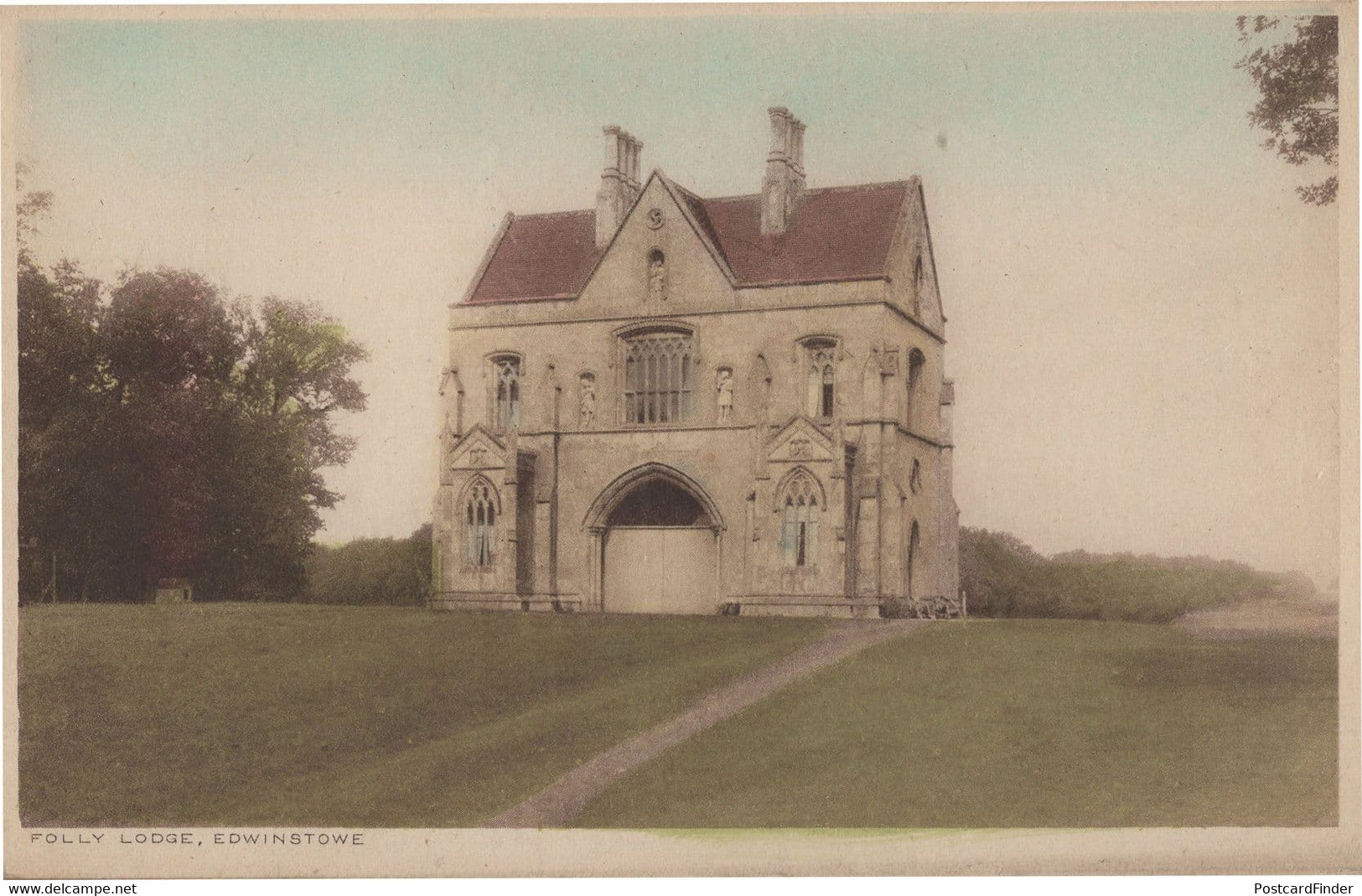 Folly Lodge Edwinstowe Dukes Gothic Home Notts Old Postcard - Altri & Non Classificati