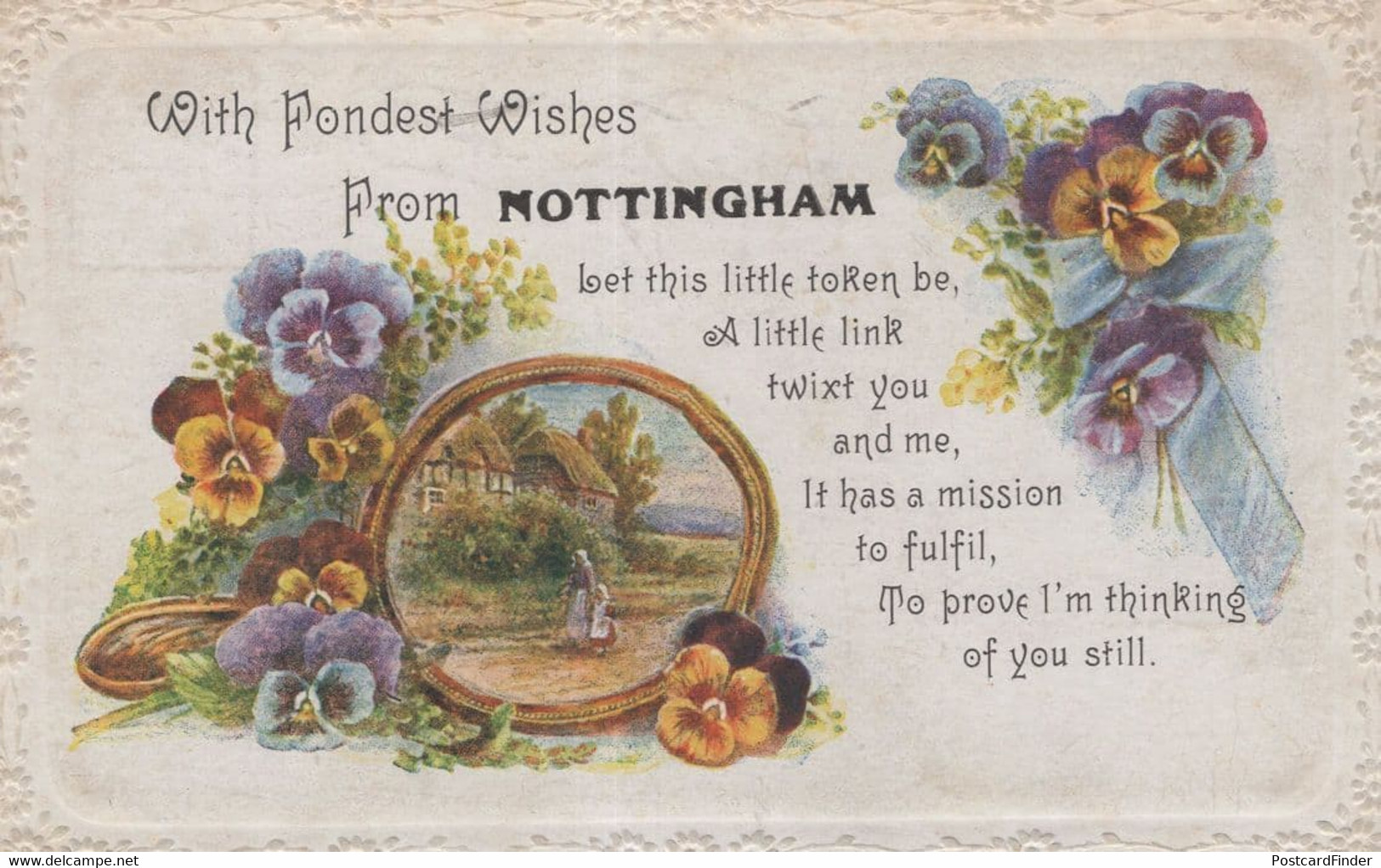 Fondest Wishes From Nottingham Old English Lady & Child Postcard - Other & Unclassified