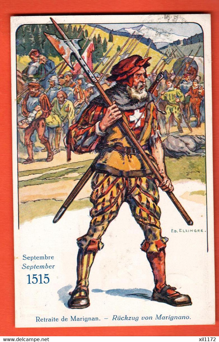 ZRG-07 Litho Serie Der Schweizer Soldat. 1515 Retraite De Marignan Rückzug Von Marignano Circ. 1918 Jaeger - Zug